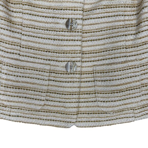 Women's TALBOTS‎ Shimmery Gold Striped Blazer- Size 8 - Picture 4 of 9